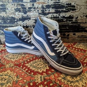 Old Skool High Top Vans Shoes - Navy / White